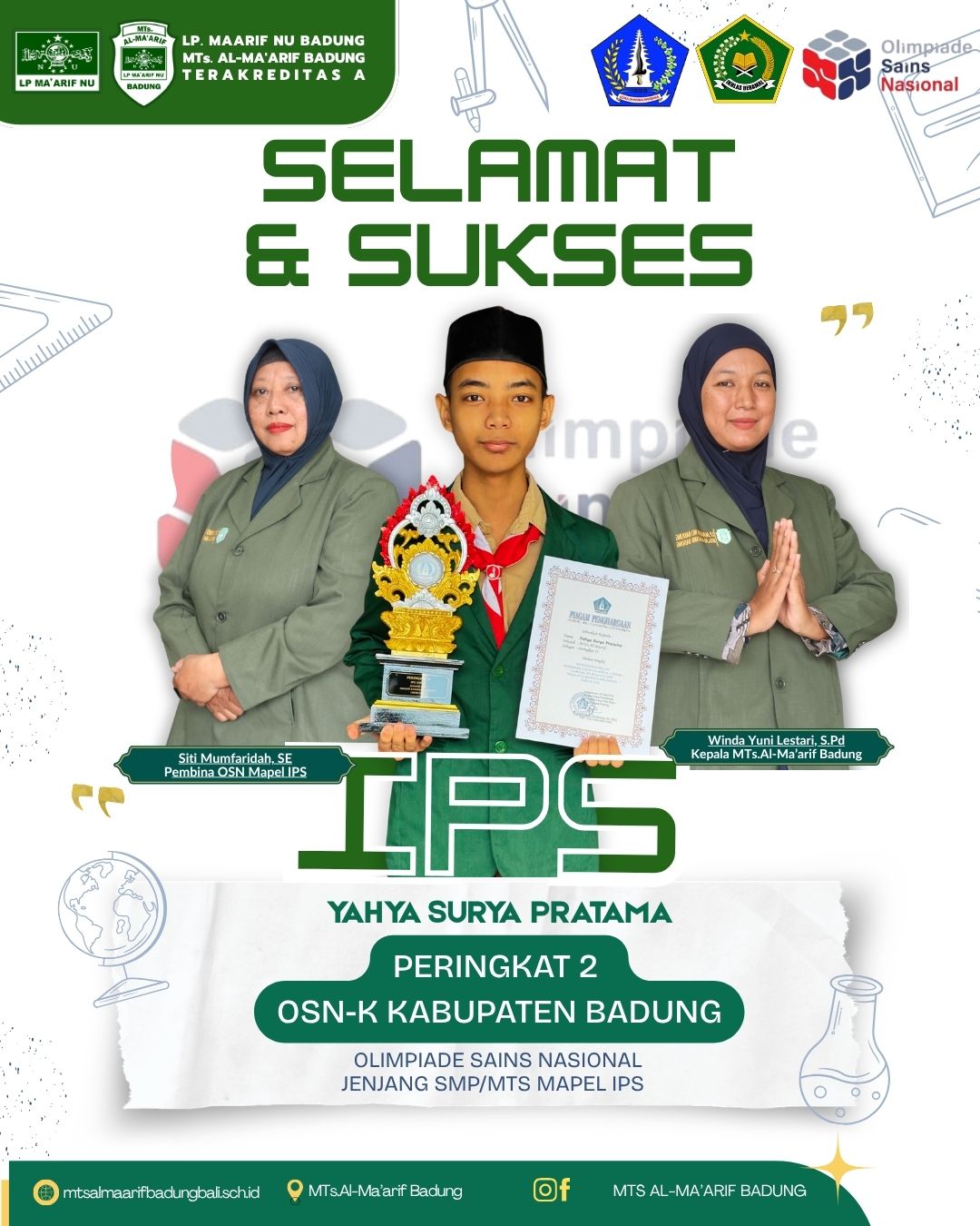 Prestasi MTs.Al-Ma'arif Badung Tahun Pelajaran 2025/2026 - foto 1