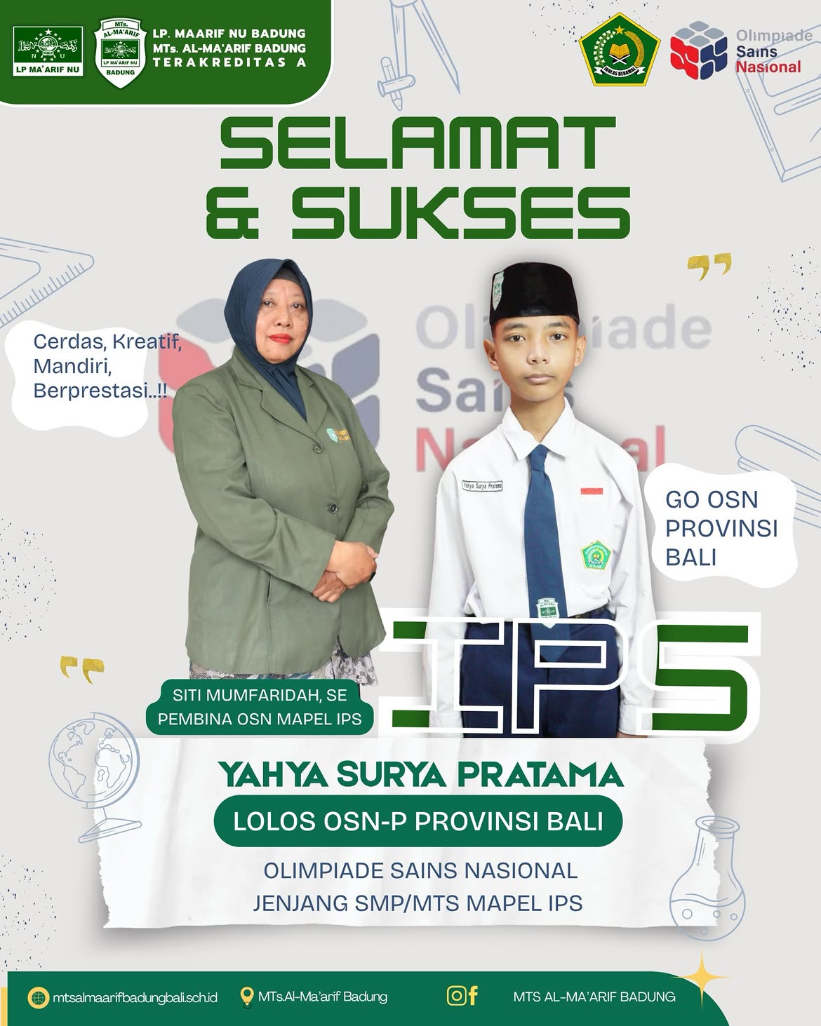 Yahya Surya Pratama Lolos OSN-P Bidang IPS