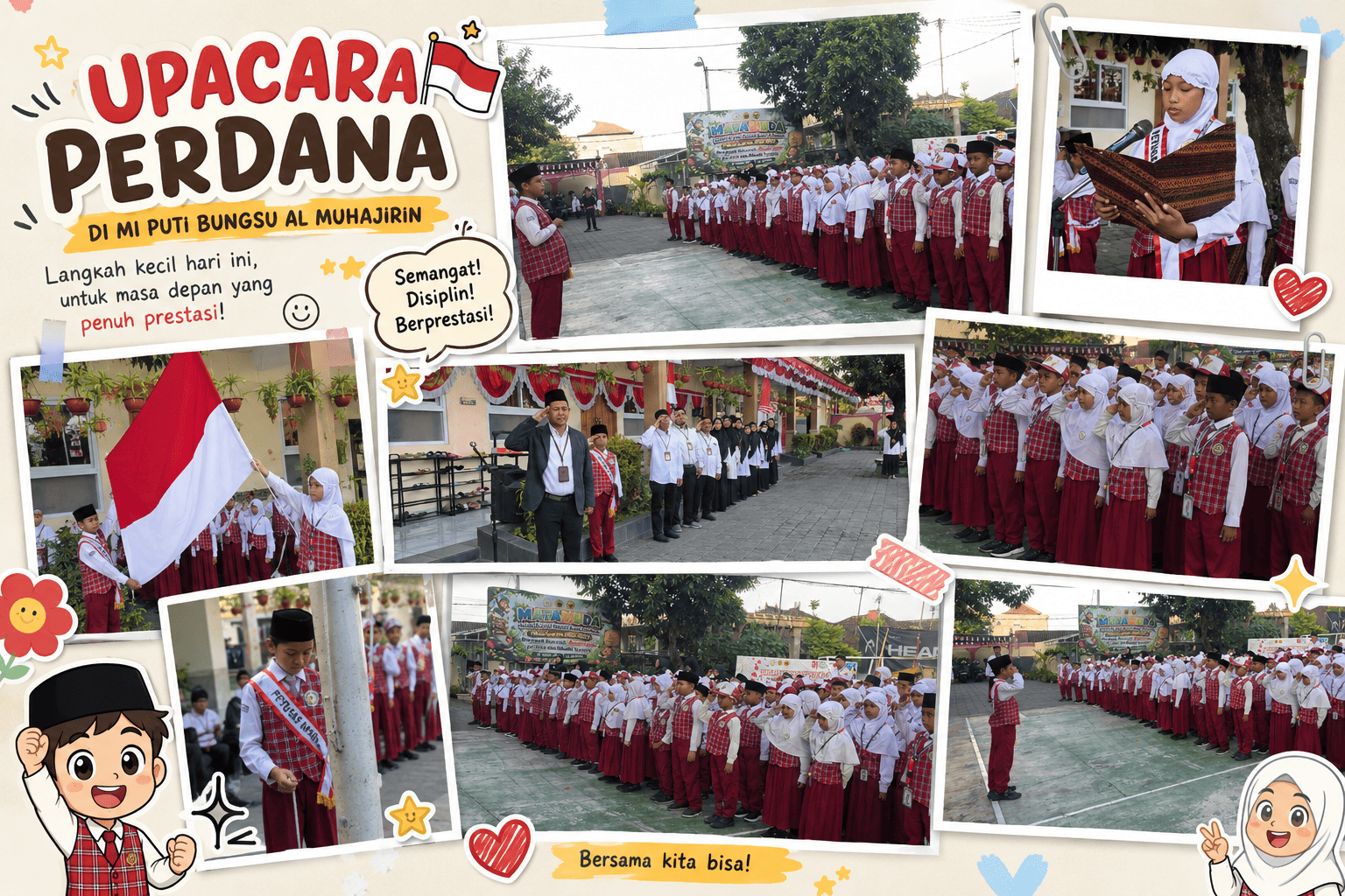 Upacara Perdana MI Puti Bungsu Al Muhajirin: Menanamkan Disiplin dan Semangat Kebangsaan Sejak Dini