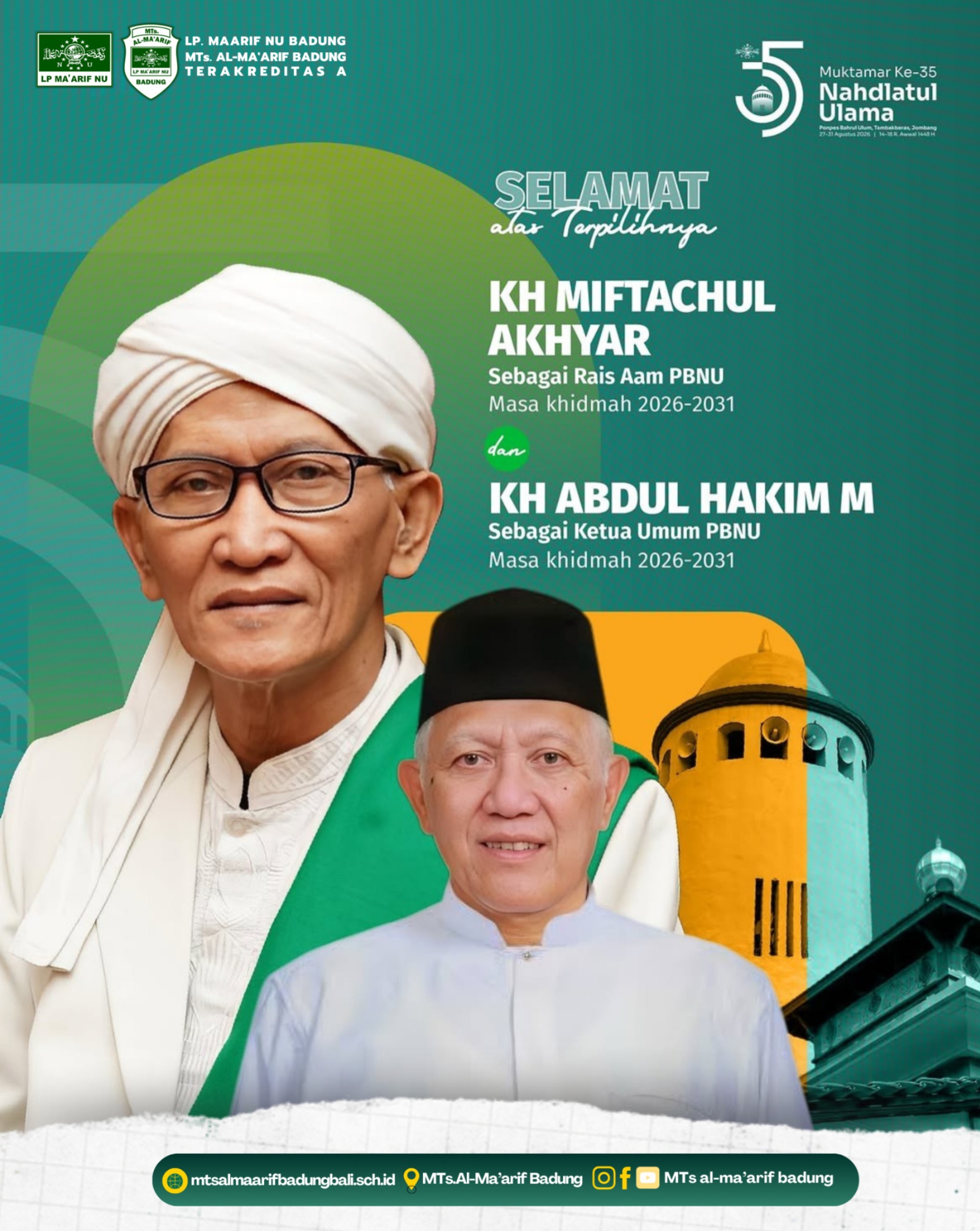Selamat Atas Terpilihnya Rois Suriah PBNU & Ketua Umum PBNU