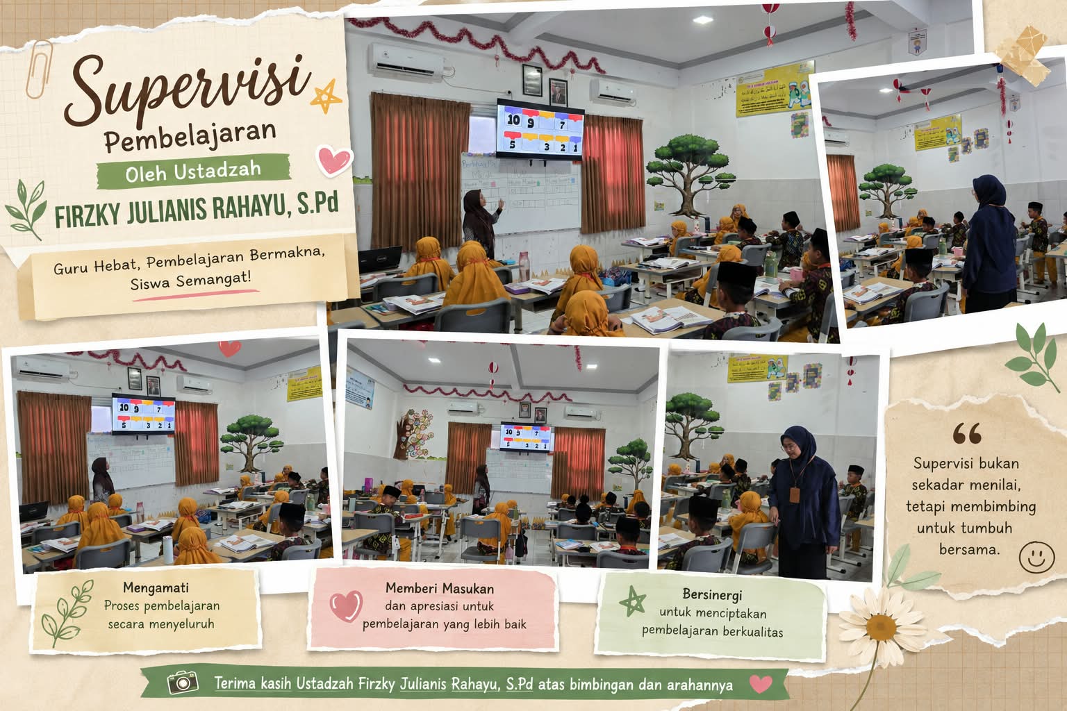 Supervisi Pembelajaran Matematika Bersama Ustadzah Firzky Julianis Rahayu, S.Pd di Kelas 1 Qur’ani